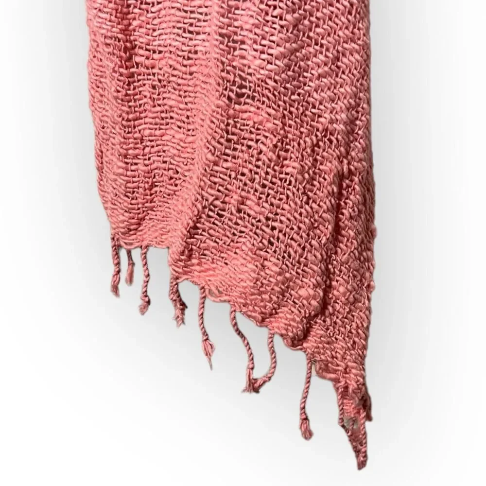 Vance Kitira Women's Woven Pink Cotton Scarf Shawl Wrap With Fringe One Size